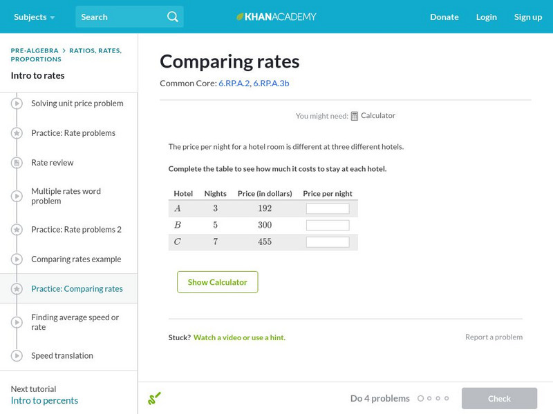 Khan Academy: Comparing Rates Unit Plan Khan Academy: Comparing Rates Unit Plan