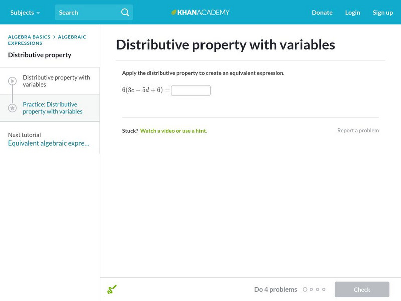 Khan Academy: Distributive Property With Variables Unit Plan