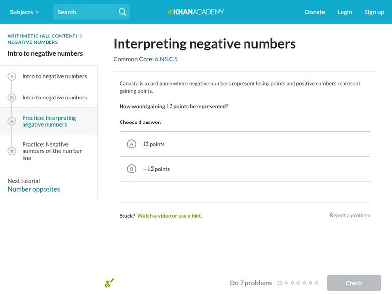 Khan Academy: Interpreting Negative Numbers Unknown Type Khan Academy: Interpreting Negative Numbers Unknown Type