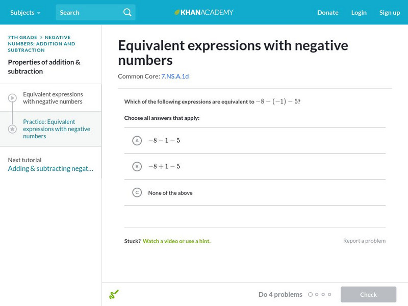 Khan Academy: Equivalent Expressions With Negative Numbers Unit Plan Khan Academy: Equivalent Expressions With Negative Numbers Unit Plan