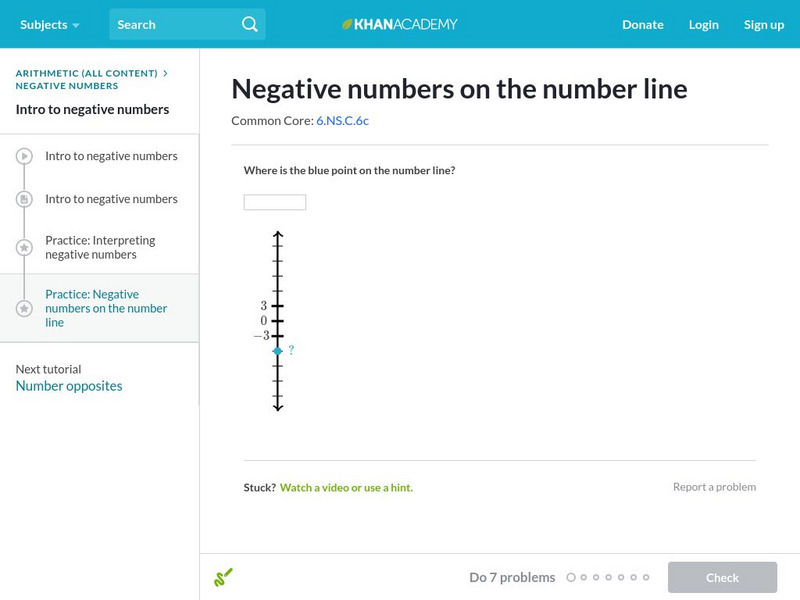 Khan Academy: Negative Numbers on the Number Line Unknown Type Khan Academy: Negative Numbers on the Number Line Unknown Type