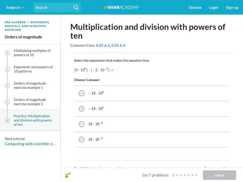 Khan Academy: Multiplication and Division With Powers of Ten Unknown Type Khan Academy: Multiplication and Division With Powers of Ten Unknown Type