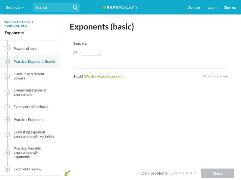 Khan Academy: Exponents Unknown Type Khan Academy: Exponents Unknown Type