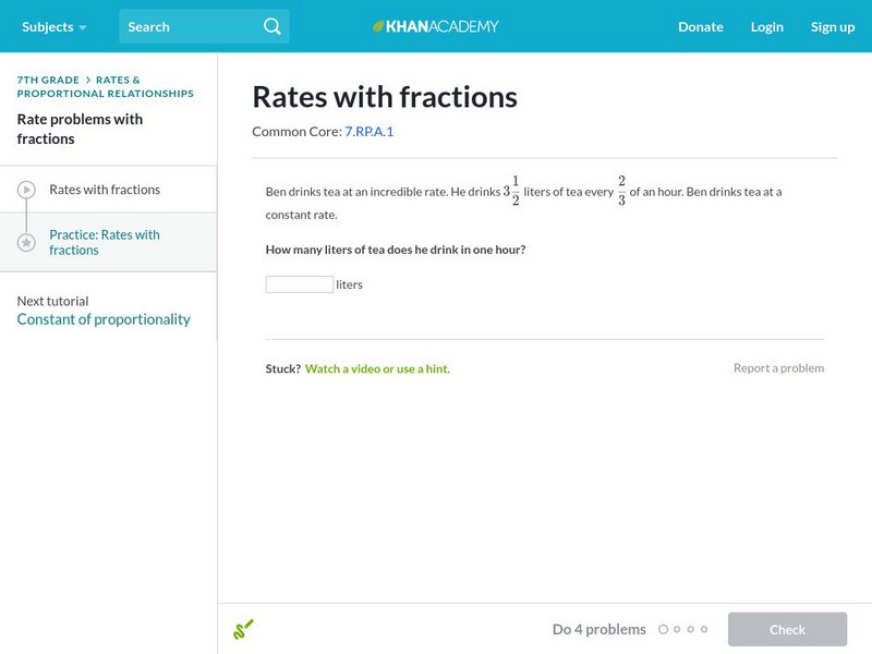 Khan Academy: Rates With Fractions: Practice Unit Plan Khan Academy: Rates With Fractions: Practice Unit Plan