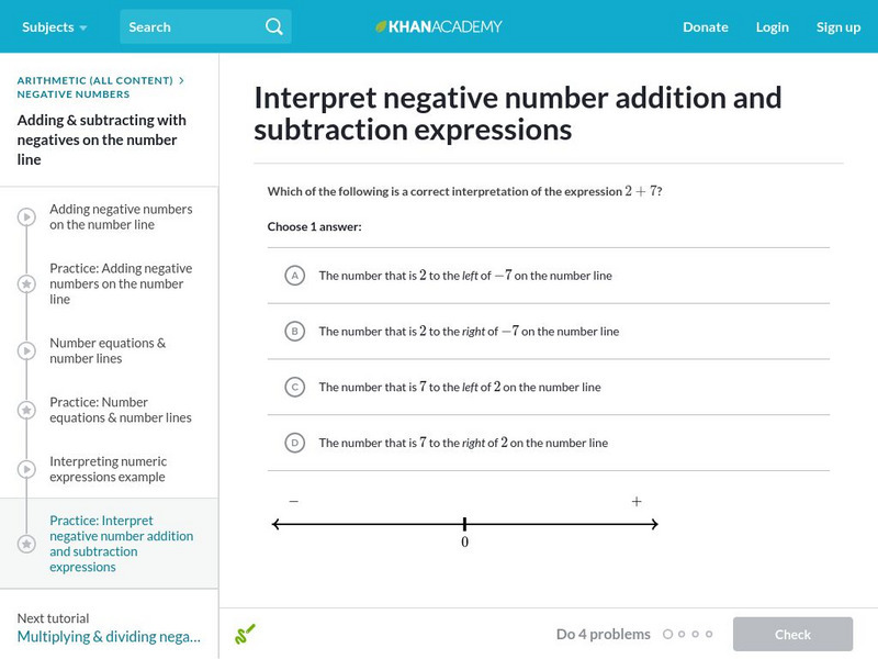 Khan Academy: Interpret Negative Number Addition and Subtraction Expressions Unit Plan