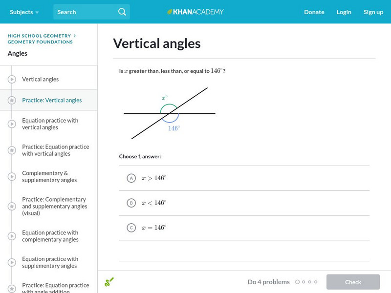 Khan Academy: Vertical Angles Unknown Type Khan Academy: Vertical Angles Unknown Type