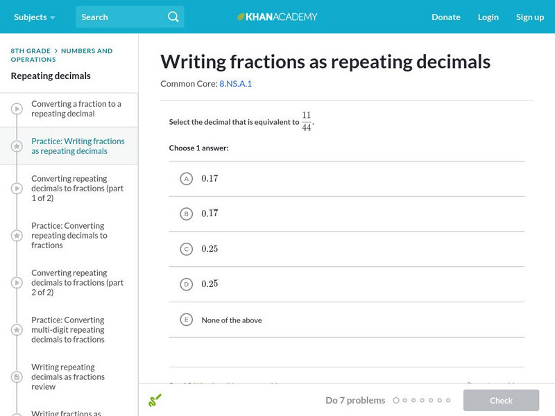 Khan Academy: Writing Fractions as Repeating Decimals Unit Plan Khan Academy: Writing Fractions as Repeating Decimals Unit Plan