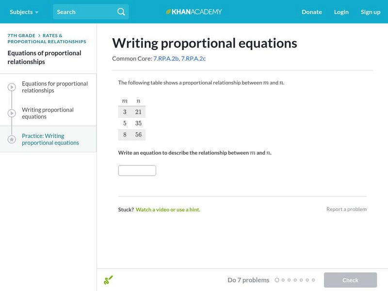 Khan Academy: Writing Proportional Equations Unit Plan Khan Academy: Writing Proportional Equations Unit Plan