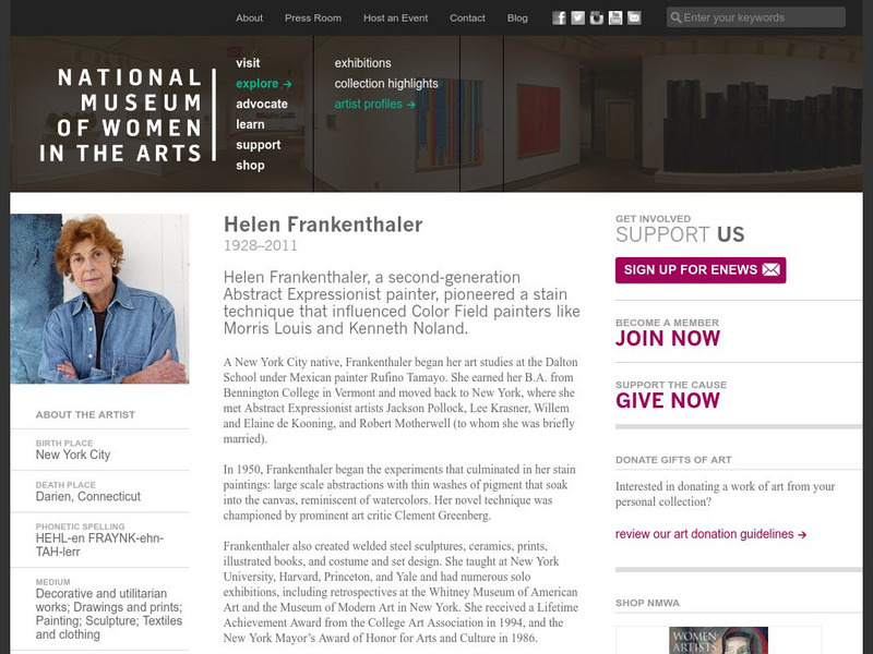 Nmwa: Helen Frankenthaler/abstract Expressionist Handout Nmwa: Helen Frankenthaler/abstract Expressionist Handout