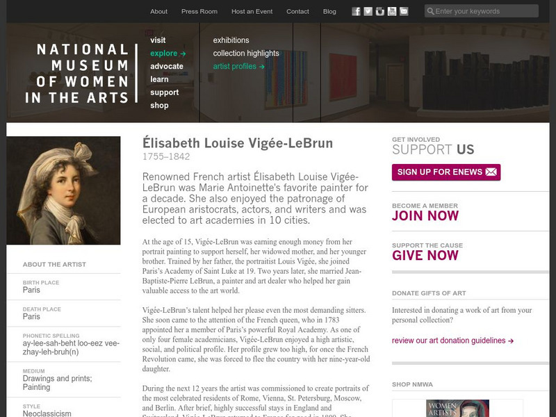 Nmwa: Artists Profiles: Elisabeth Vigee Lebrun Article