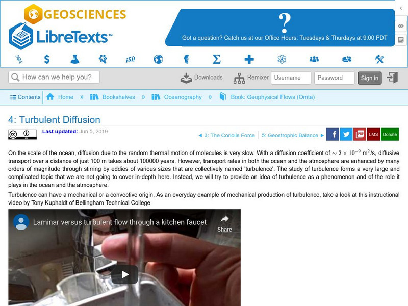 Libre Text: Turbulent Diffusion eBook