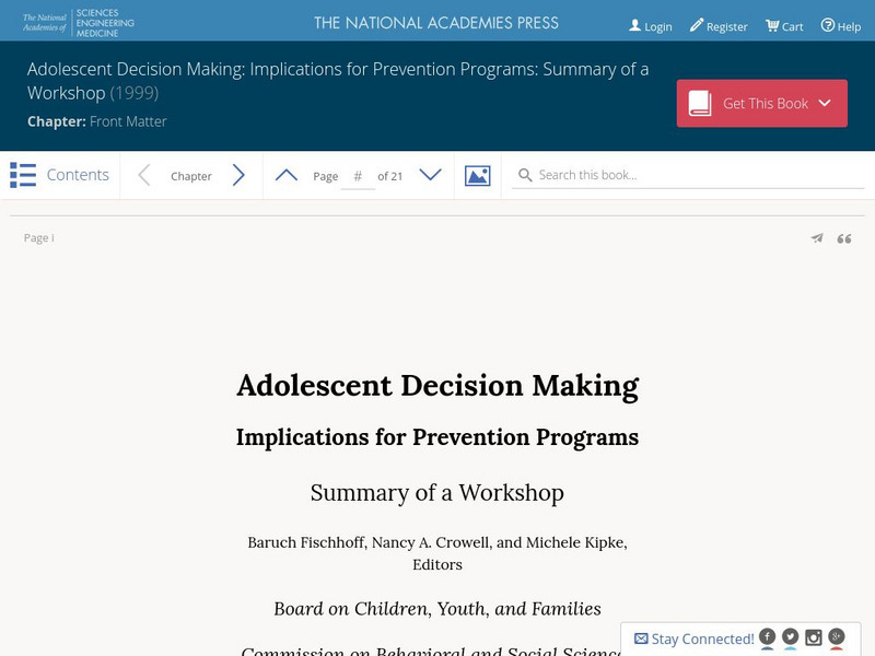 National Academies Press: Adolescent Decision Making eBook