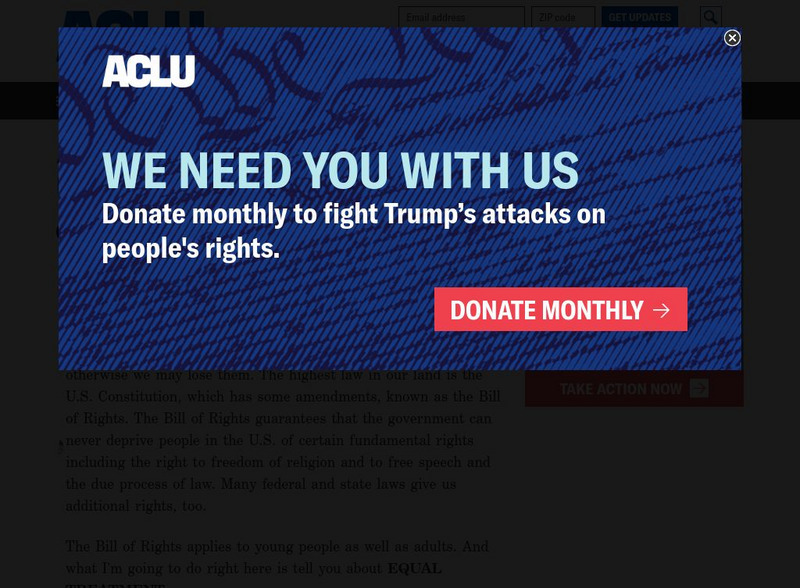 Aclu: Sybil Liberty About Your Right to Equality in Education Handout