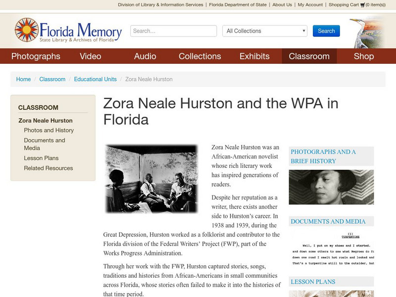 Florida Memory: Zora Neale Hurston and the Wpa in Florida Primary Florida Memory: Zora Neale Hurston and the Wpa in Florida Primary