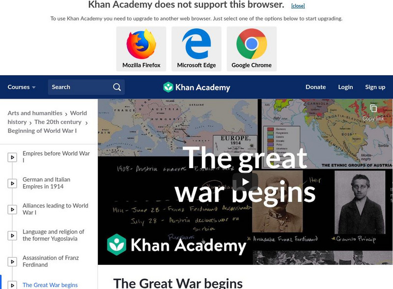 Khan Academy: The Great War Begins Instructional Video