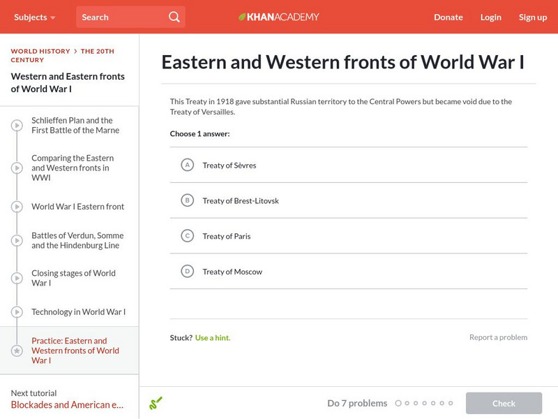 Khan Academy: Eastern and Western Fronts of Wwi Unknown Type Khan Academy: Eastern and Western Fronts of Wwi Unknown Type