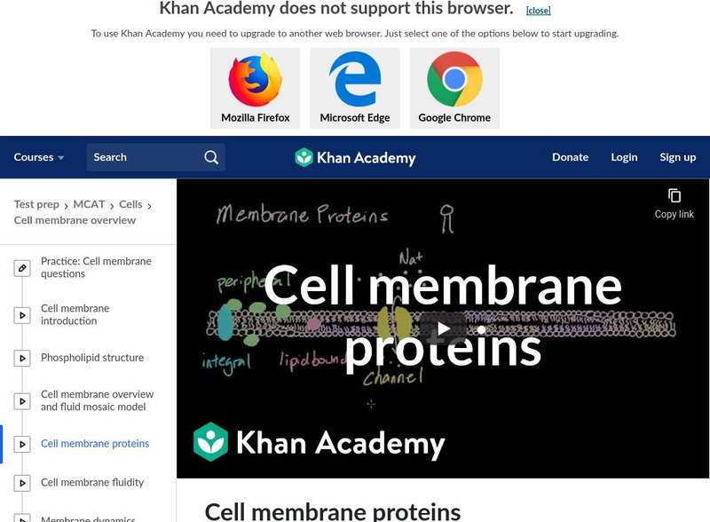 Khan Academy: Cell Membrane Proteins Instructional Video Khan Academy: Cell Membrane Proteins Instructional Video