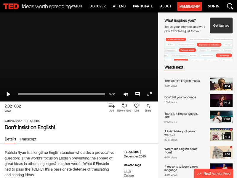 Ted: Ted Talks: Patricia Ryan Don't Insist on English Instructional Video