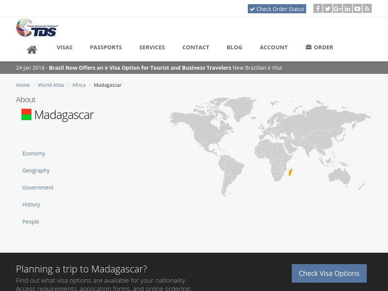 Tds: Madagascar: Geography Handout Tds: Madagascar: Geography Handout