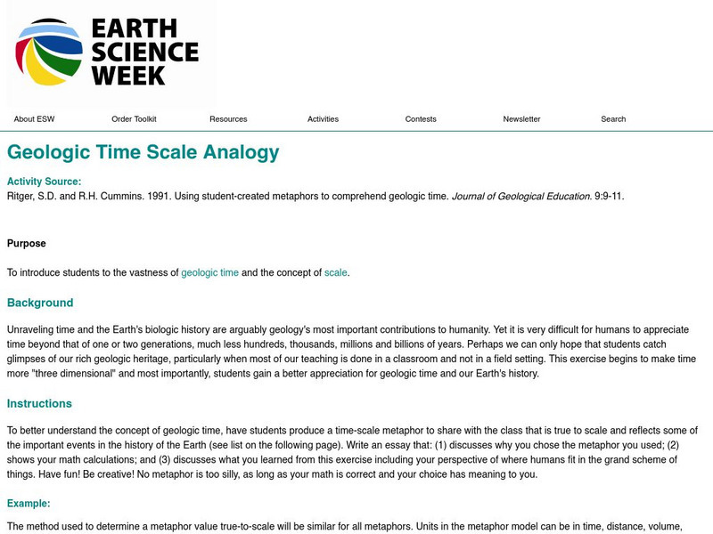 American Geosciences Institute: Earth Science Week: Geologic Time Scale Analogy Lesson Plan