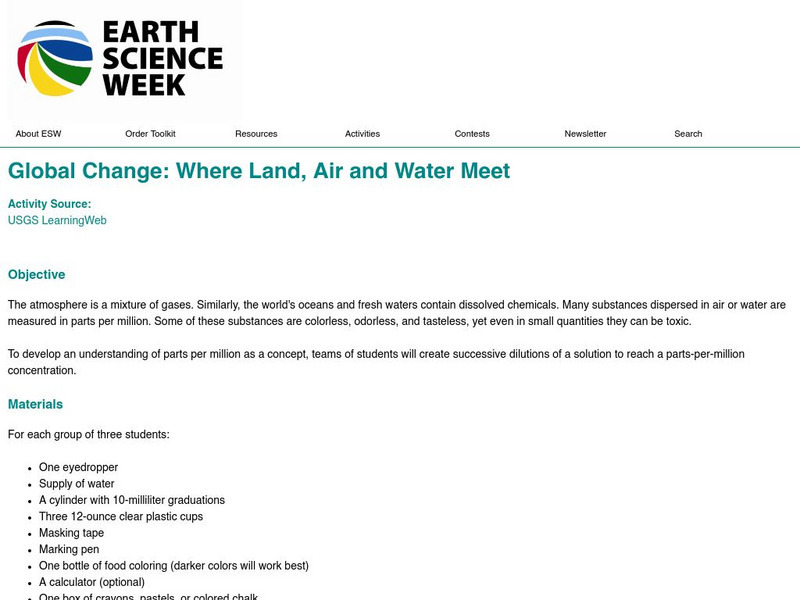 American Geosciences Institute: Earth Science Week: Global Change: Where Land, Air and Water Meet Lesson Plan