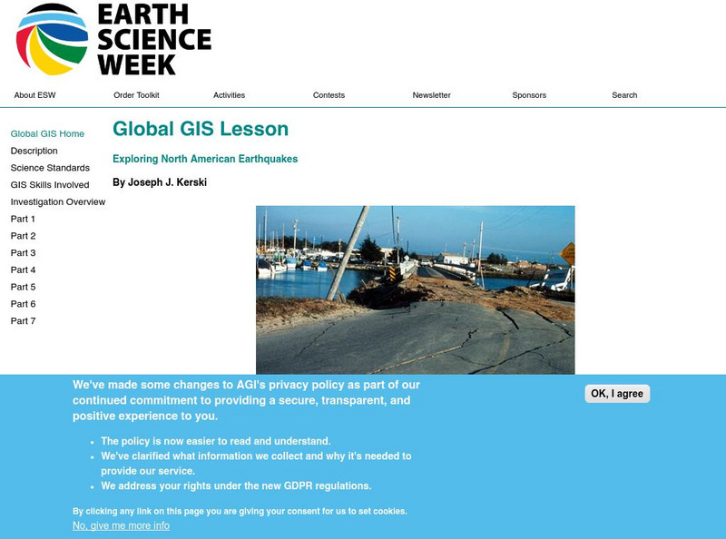 American Geosciences Institute: Earth Science Week: Global Gis Lesson: Exploring North American Earthquakes Lesson Plan American Geosciences Institute: Earth Science Week: Global Gis Lesson: Exploring North American Earthquakes Lesson Plan