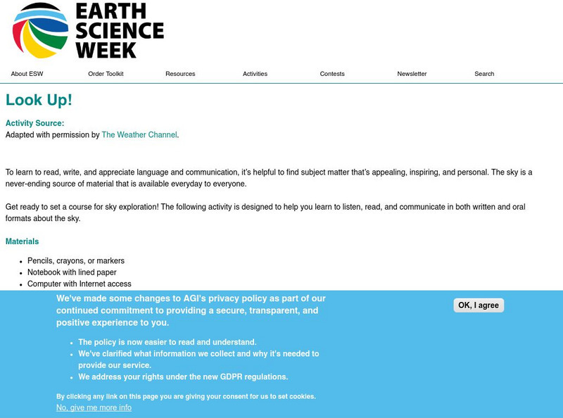 American Geosciences Institute: Earth Science Week: Look Up! Lesson Plan