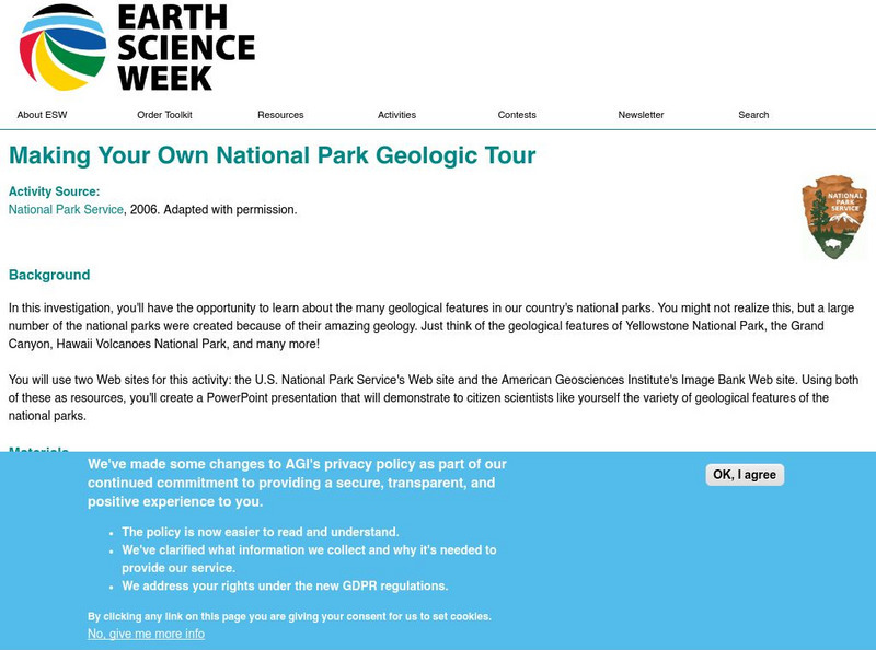 American Geosciences Institute: Earth Science Week: Making Your Own National Park Geologic Tour Lesson Plan American Geosciences Institute: Earth Science Week: Making Your Own National Park Geologic Tour Lesson Plan