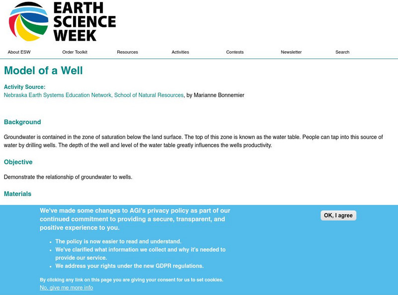 American Geosciences Institute: Earth Science Week: Model of a Well Lesson Plan American Geosciences Institute: Earth Science Week: Model of a Well Lesson Plan