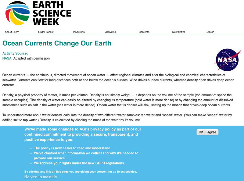 American Geosciences Institute: Earth Science Week: Ocean Currents Change Our Earth Lesson Plan American Geosciences Institute: Earth Science Week: Ocean Currents Change Our Earth Lesson Plan