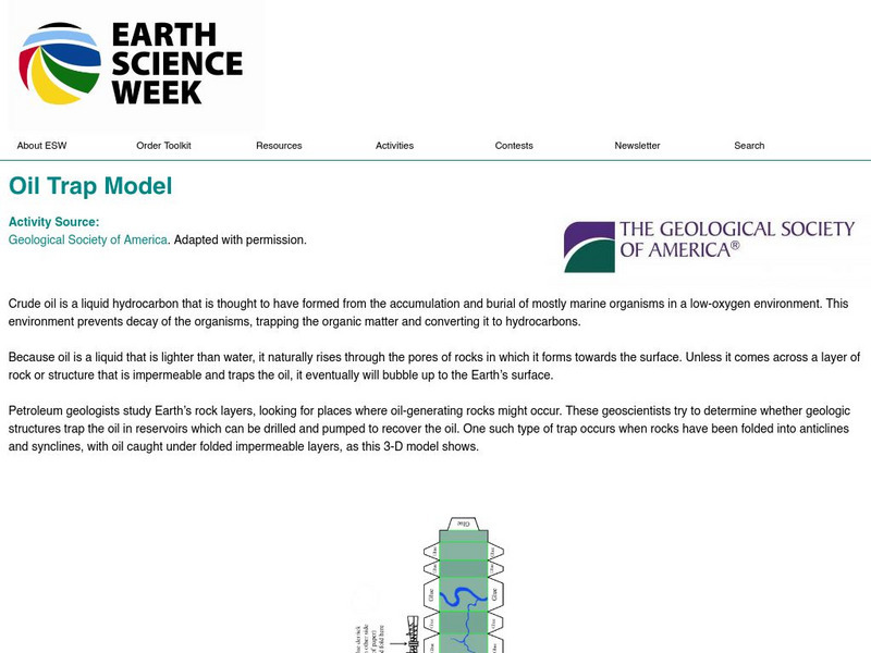 American Geosciences Institute: Earth Science Week: Oil Trap Model Lesson Plan American Geosciences Institute: Earth Science Week: Oil Trap Model Lesson Plan