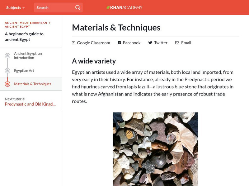 Khan Academy: Materials and Techniques Website Khan Academy: Materials and Techniques Website