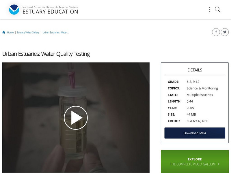 Noaa: Estuary Education: Urban Estuaries: Water Quality Testing Instructional Video Noaa: Estuary Education: Urban Estuaries: Water Quality Testing Instructional Video