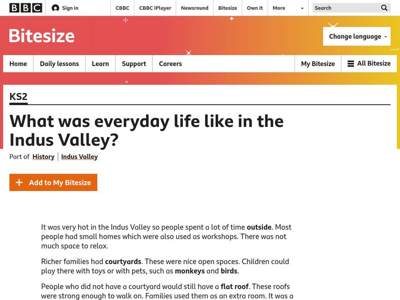 Bbc: What Was Everyday Life Like in the Indus Valley? Website