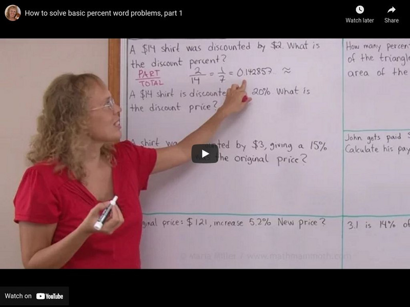 Math Mammoth: How to Solve Basic Percent Word Problems, Part 1 Instructional Video