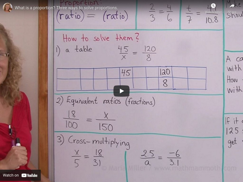 Math Mammoth: What Is a Proportion? Three Ways to Solve Proportions Instructional Video Math Mammoth: What Is a Proportion? Three Ways to Solve Proportions Instructional Video