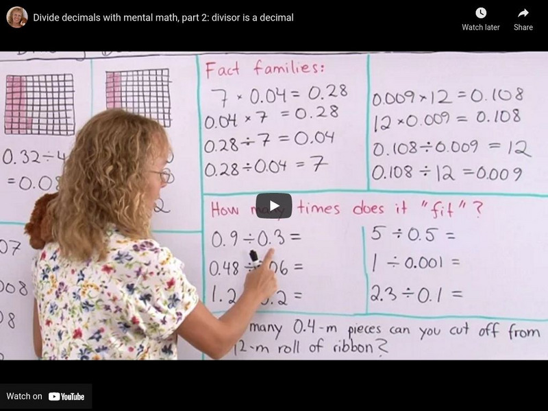 Math Mammoth: Divide Decimals With Mental Math, Part 2: Divisor Is a Decimal Instructional Video Math Mammoth: Divide Decimals With Mental Math, Part 2: Divisor Is a Decimal Instructional Video