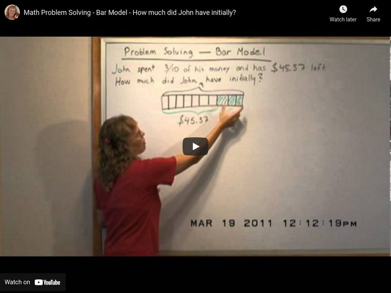 Math Mammoth: Math Problem Solving: Bar Model: How Much Did John Have Initially? Instructional Video