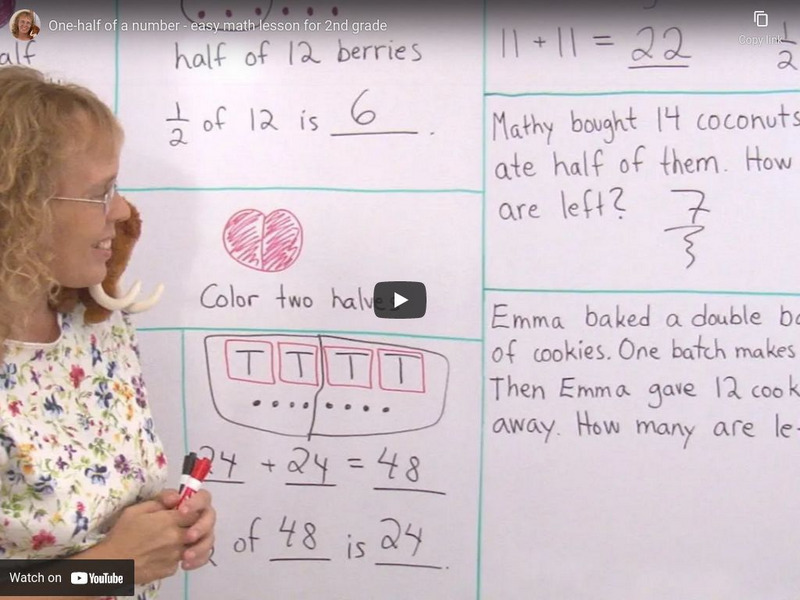 Math Mammoth: One Half of a Number: Easy Math Lesson Instructional Video