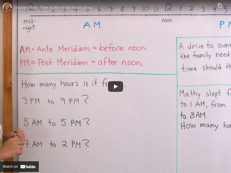 Math Mammoth: Elapsed Time: How Many Whole Hours Pass Instructional Video