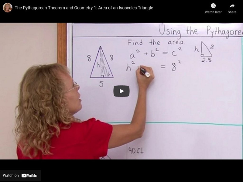 Math Mammoth: Pythagorean Theorem and Geometry 1: Area of an Isosceles Triangle Instructional Video