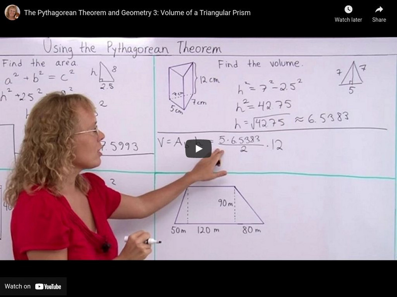 Math Mammoth: Pythagorean Theorem and Geometry 3: Volume of a Triangular Prism Instructional Video