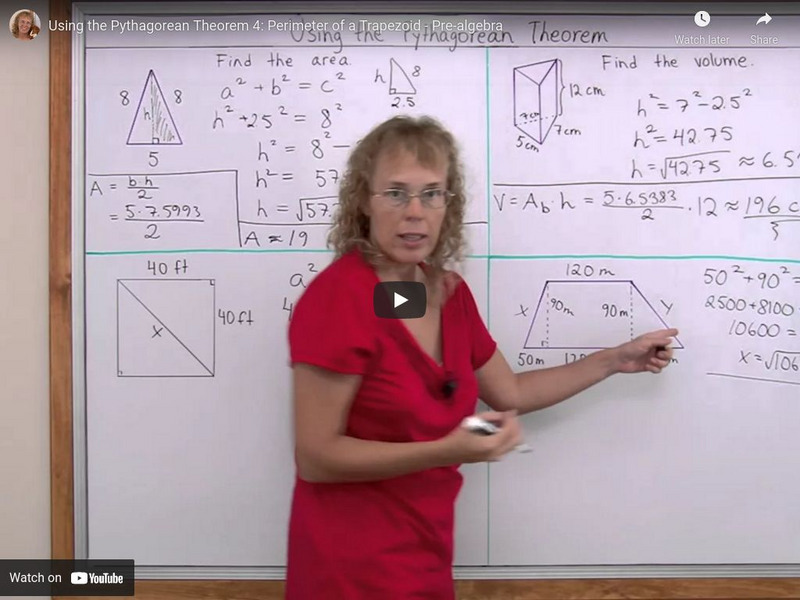 Math Mammoth: Using the Pythagorean Theorem 4: Perimeter of a Trapezoid Instructional Video