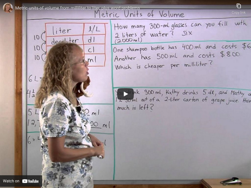 Math Mammoth: Metric Units of Volume From Milliliter to Liter Plus Word Problems Instructional Video