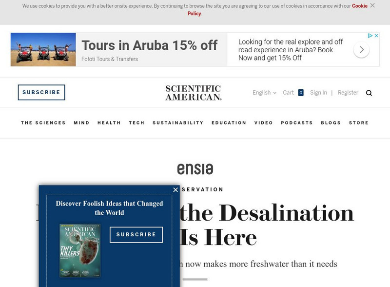 Scientific American: Israel Proves the Desalination Era Is Here Article Scientific American: Israel Proves the Desalination Era Is Here Article