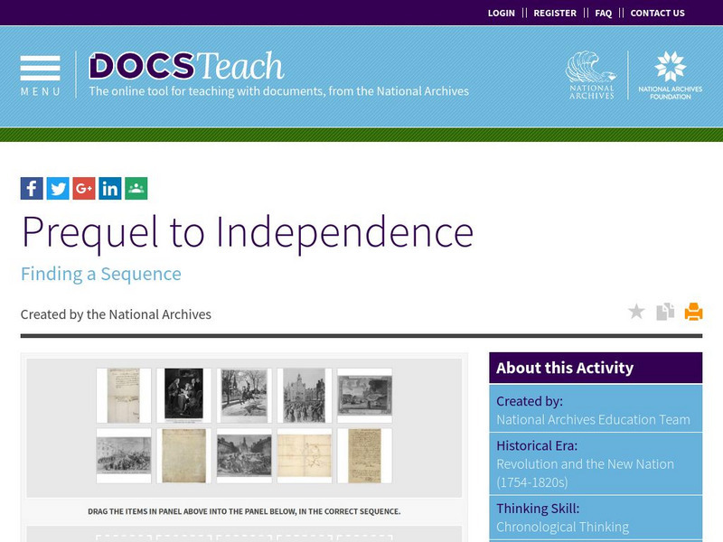 National Archives: Prequel to Independence Lesson Plan National Archives: Prequel to Independence Lesson Plan