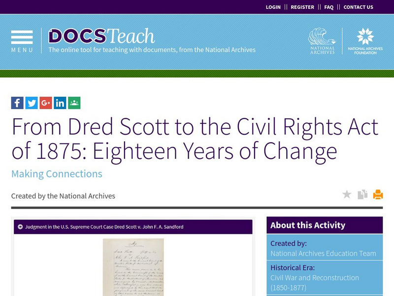 National Archives: From Dred Scott to the Civil Rights Act of 1875 Lesson Plan National Archives: From Dred Scott to the Civil Rights Act of 1875 Lesson Plan