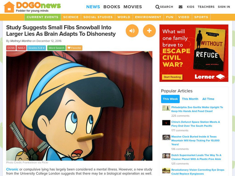 Dogo News: Small Fibs Snowball Into Larger Lies as Brain Adapts to Dishonesty Article Dogo News: Small Fibs Snowball Into Larger Lies as Brain Adapts to Dishonesty Article