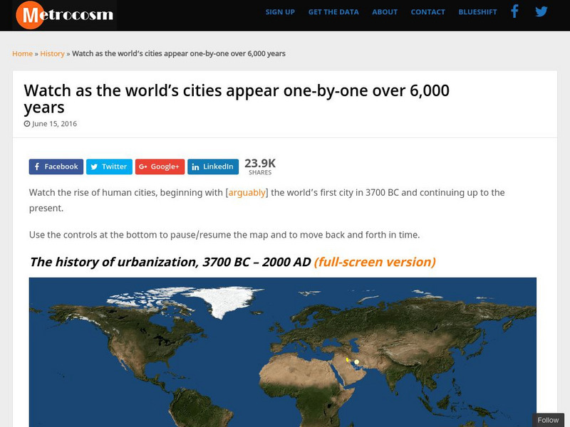 Metrocosm: Watch as the World's Cities Appear One by One Over 6,000 Years Graphic Metrocosm: Watch as the World's Cities Appear One by One Over 6,000 Years Graphic