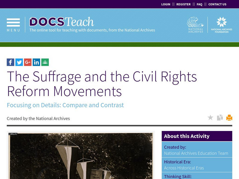 National Archives: The Suffrage and the Civil Rights Reform Movements Lesson Plan National Archives: The Suffrage and the Civil Rights Reform Movements Lesson Plan